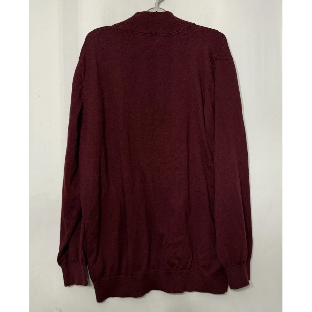 L.L. Bean‎ Sweater Wicked Soft Cotton Cashmere Maroon 1/4 Zip Men's XXL Tall